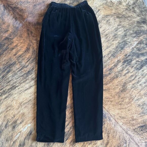 Dana Buchman Vintage Black Velvet Silk Straight Leg Pants 6 - Picture 5 of 8
